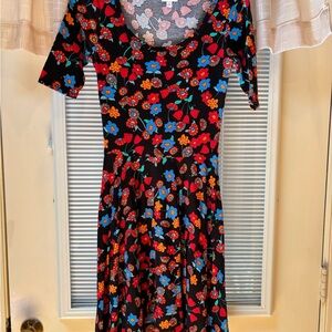 LuLaRoe Red and Blue Flutter Sleeve Midi Sundress